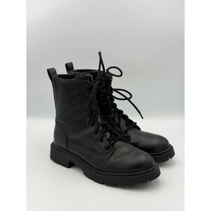 NOBO Black Combat Boots Women's 8 Lace Up Zip Lightweight Punk Goth Bratz-Core